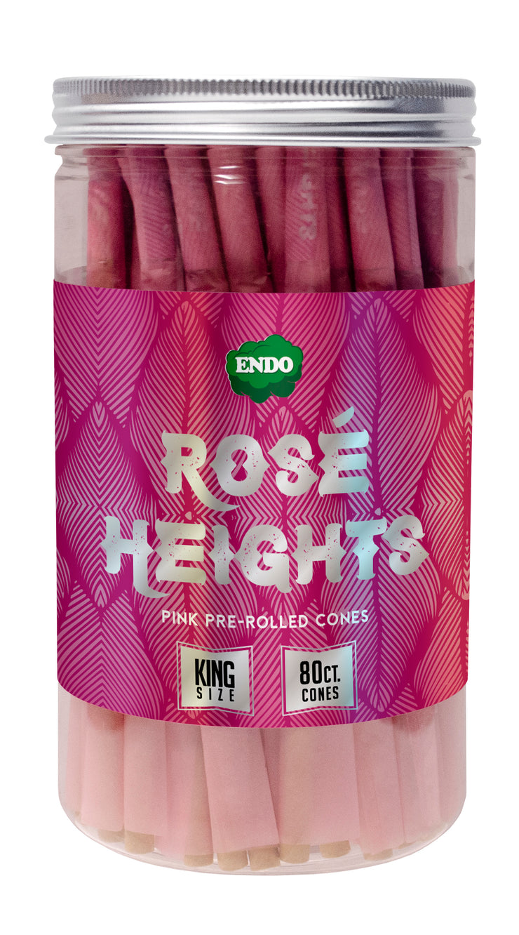 ROSE HEIGHT 80 CT JAR  / KING SIZE PINK PRE ROLLED CONES ( 72 / CS )