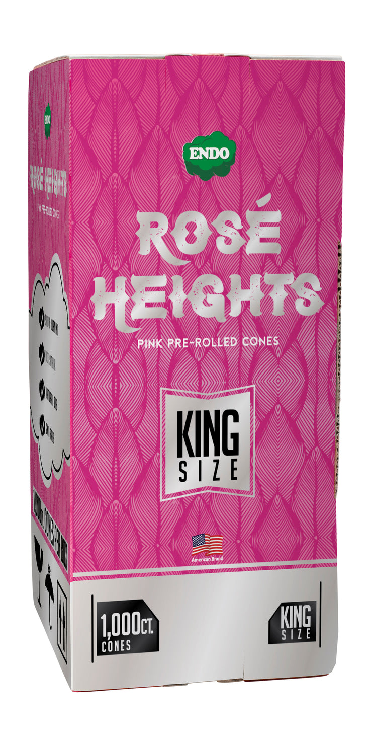 ROSE HEIGHT 1000 CT / KING SIZE PINK PRE ROLLED CONES ( 12 / CS )