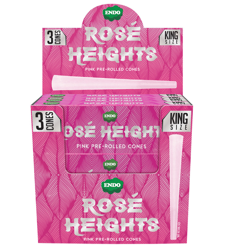 ROSE HEIGHT 3CT KING SIZE PINK PRE ROLLED CONES / 24CT DISPLAY / ( 48 / CS )