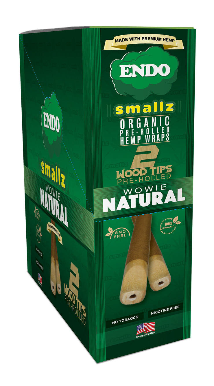 ENDO SMALLZ PRE-ROLLED WRAPS W/ WOOD TIPS - NATURAL 2 PCK / 15CT DSP