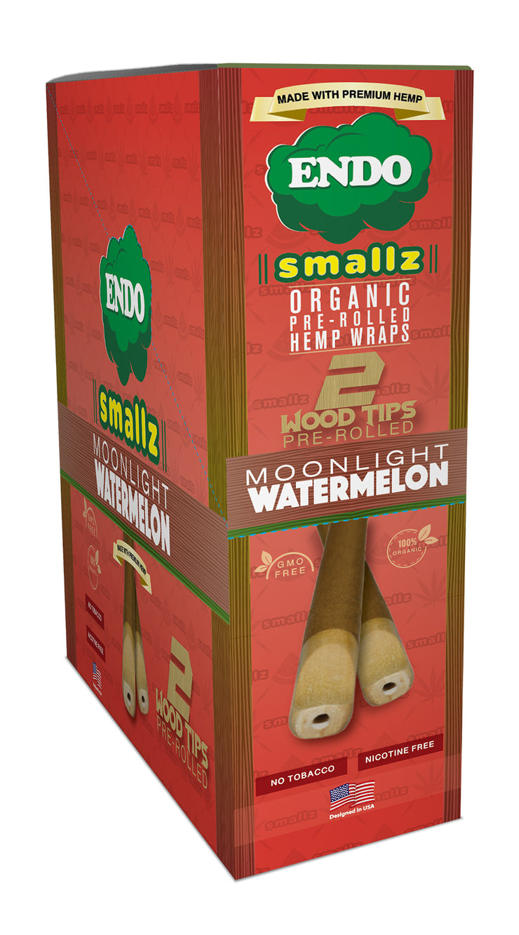 ENDO SMALLZ PRE-ROLLED WRAPS W/ WOOD TIPS - WATERMELON 2 PCK / 15CT DSP