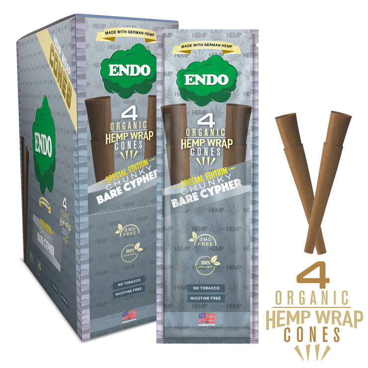 ENDO ORGANIC HEMP WRAPS CONES 4CT - CHUNKY BARE CYPHER / 15CT DISPLAY