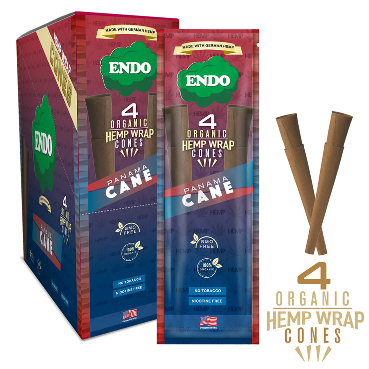 ENDO ORGANIC HEMP WRAPS CONES 4CT - PANAMA CANE / 15CT DISPLAY